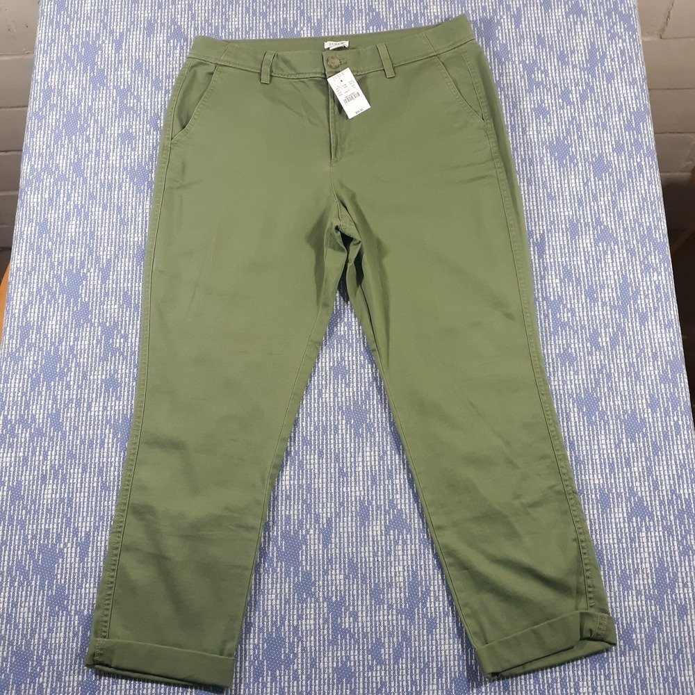 J.CREW Pants Womens Size 10 Green Cotton H5174 Slash Pocket NEW